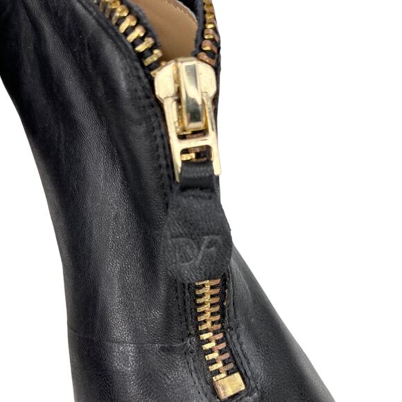 Diane von Furstenberg Black Camilla Zipper Booties 8.5M 5" Heels - Picture 9 of 13